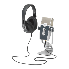 AKG Podcaster Essentials - Black / Gray - Audio Production Toolkit: AKG Lyra USB Microphone and AKG K371 Headphones - Hero